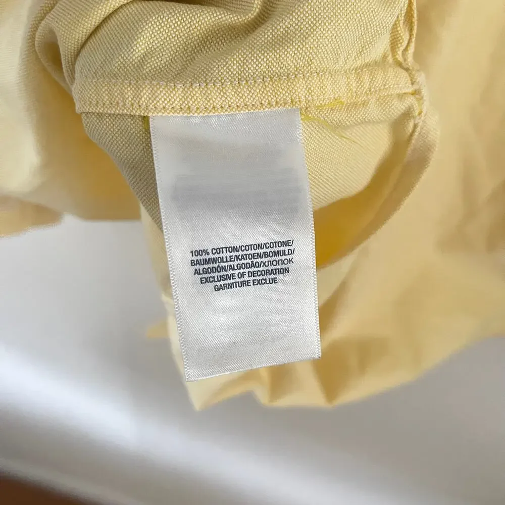 Ralph Lauren Boys 14 Yellow Oxford Cloth Button Down Shirt Sleeve OCBD Blue Tag